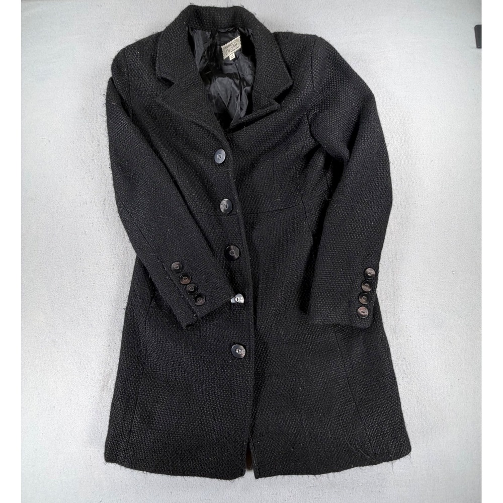 Vintage Old Navy Womens M Charcoal Gray Boucle Wool Blend Long Coat Holiday 2005